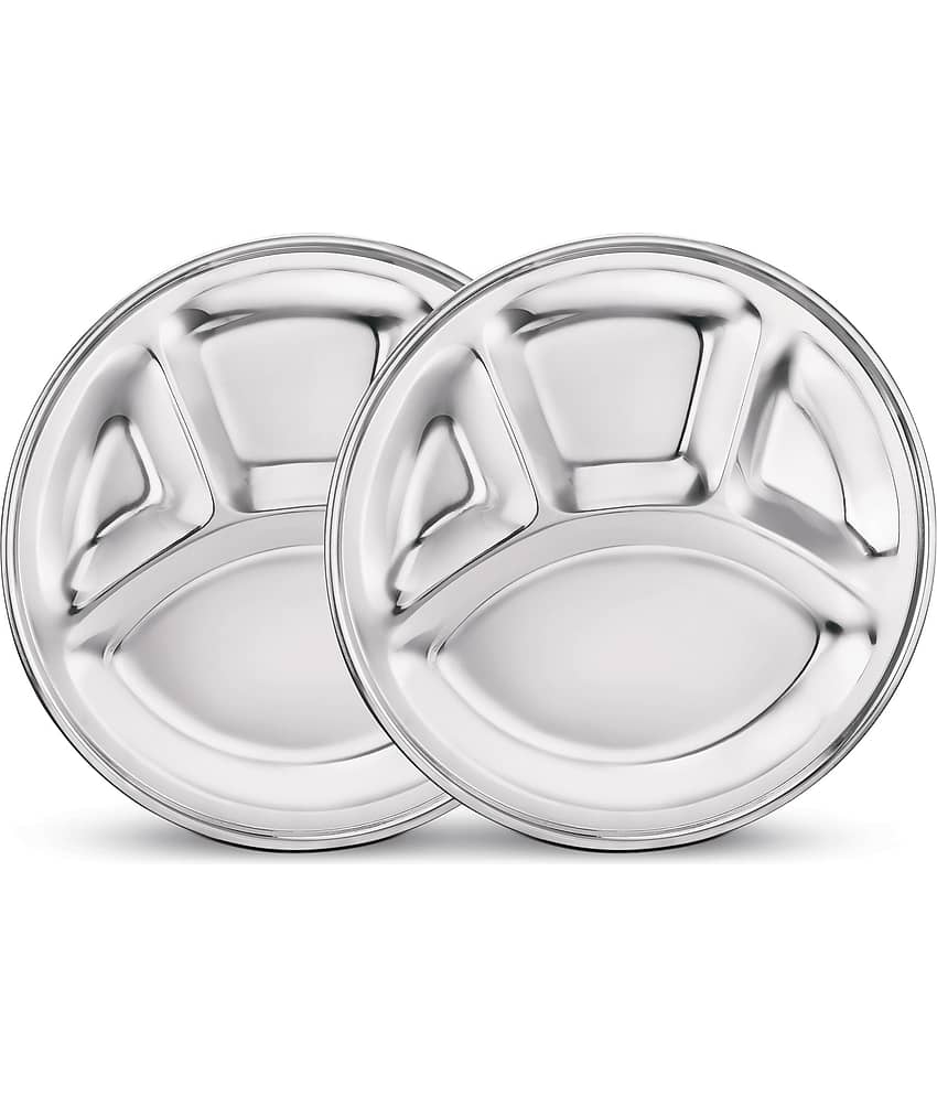 Classic Essentials 2 Pcs Stainless Steel Silver Partition Plate