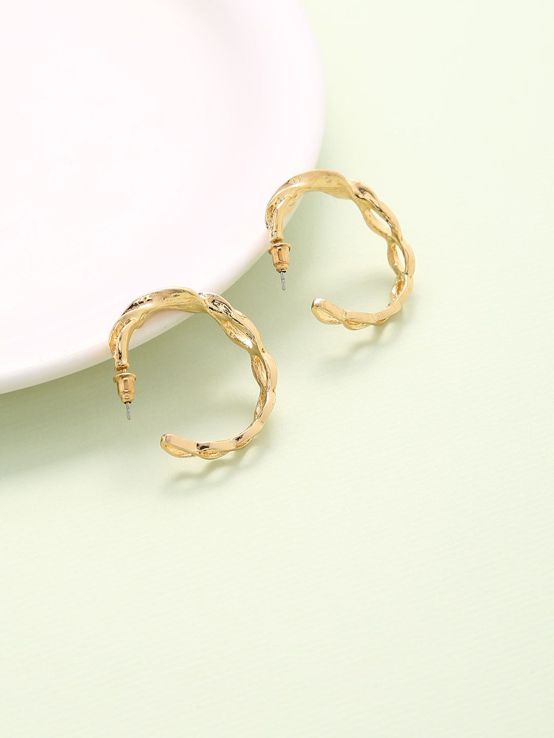 JustPeachy Gold-Plated Circular Half Hoop Earrings