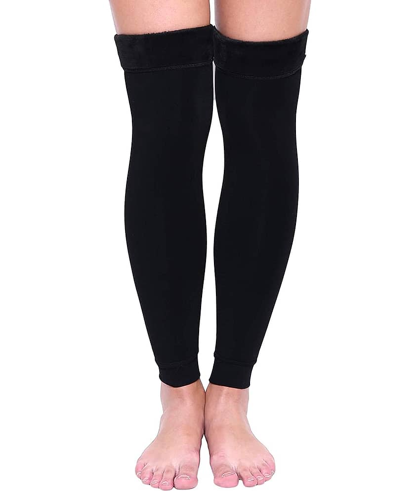 Infispace Pack of 1 Woollen Women's Solid Leg Warmer ( Black )