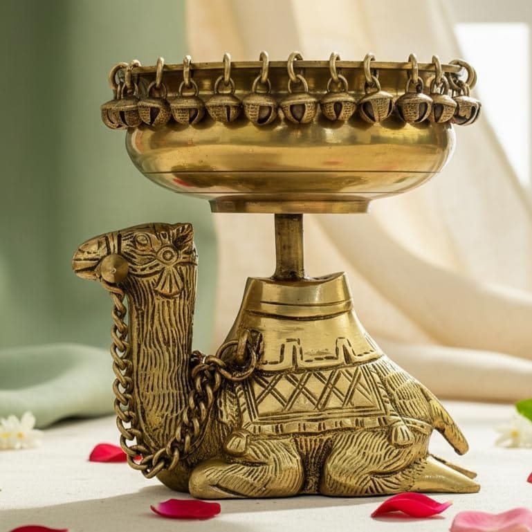 Sukh Sehaj Rajasthani Royal Brass Urli | Brass Urli | Decor Vessel | Handcrafted, Antique Yellow Finish, 7.5 Inch, for Home Temple, Decor, Pooja Ritual and Gifting