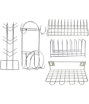 JISUN - Silver Stainless Steel Dish Racks ( Pack of 5 )