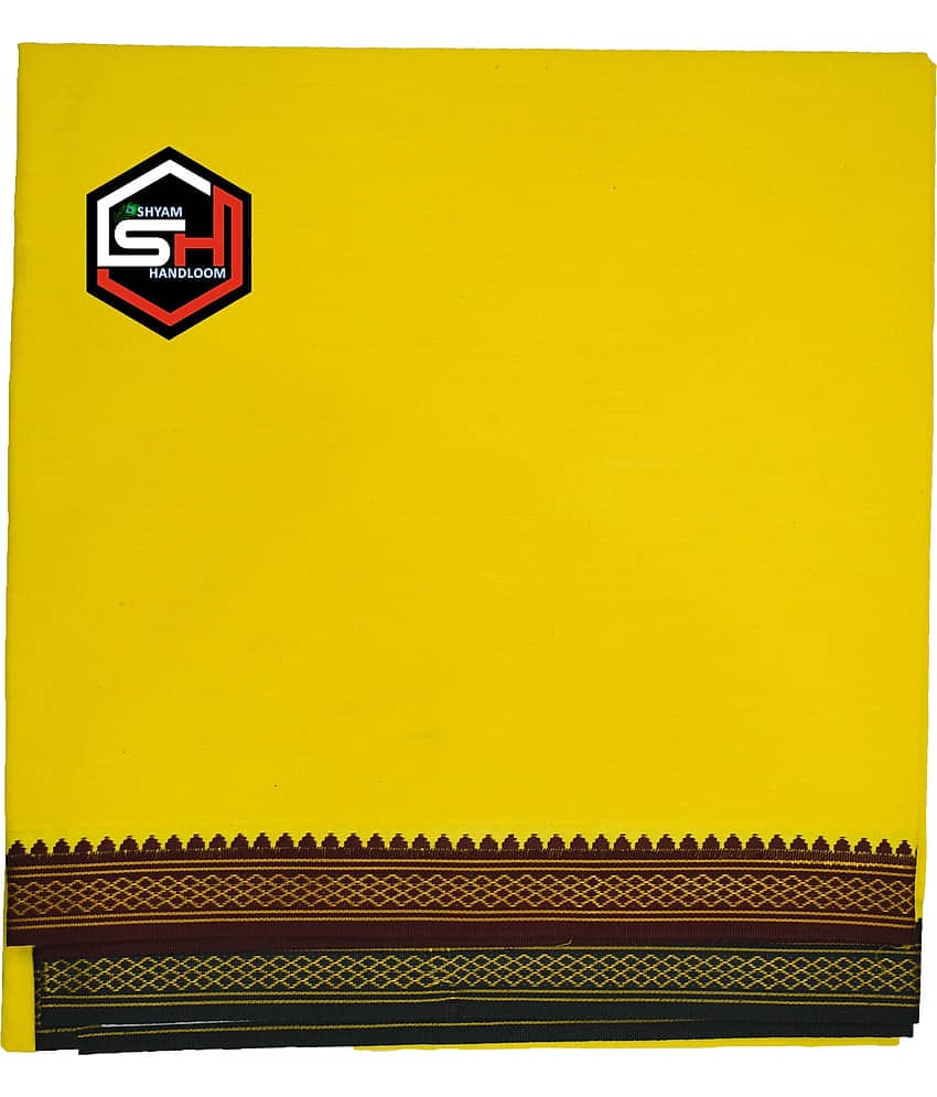 Shyam Handloom Cotton Men's Dhoti Yellow ( Pack of 1 )