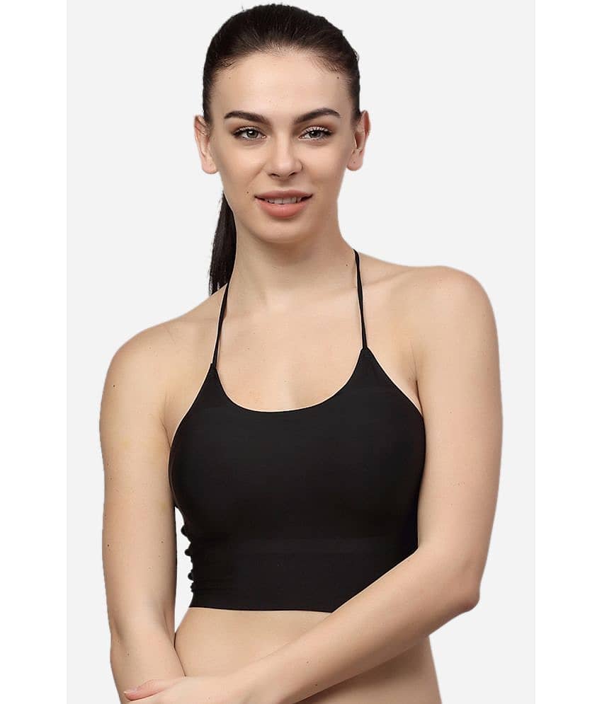 PrettyCat Polyester Lightly Padded Women's Bralette Bra ( Black ) PC-SB-6029-BLK