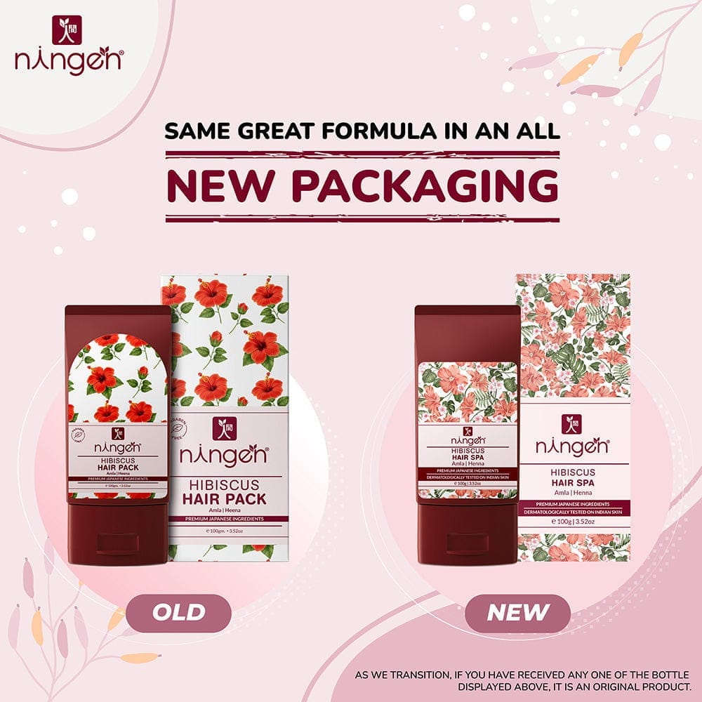 Ningen Hibiscus Hair Pack I Goodness of Amla and Heena Extracts I Dermatologically Tested, Paraben Free I Removes Dandruff and Prevents Greying I 100g
