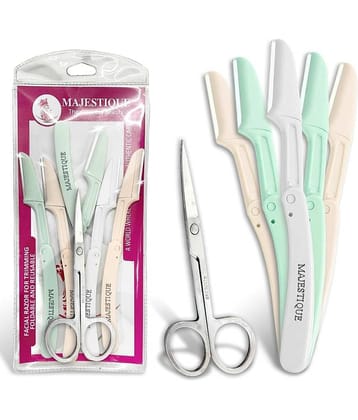 Majestiqe Facial Razor for Trimming Foldable & Reusable For Body, Face, Eyebrow - 6Pcs/Multicolor