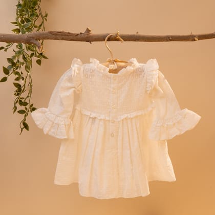 Poshaak Schiffli Ruffle Baby Girl Dress-3-6 months