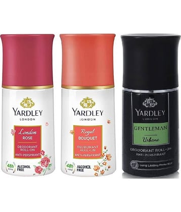 Yardley London - LONDON ROSE,ROYAL BOUQUET & URBAN Deodorant Spray for Men,Women 150 ml ( Pack of 3 )