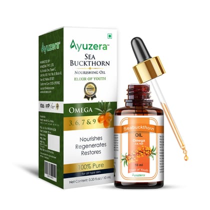 Wellwith by Ayuzera Sea Buckthorn Berry Oil 10ml | Face & Hair Serum | Nourishing Oil | Omega 3,6,7 & 9 | Collagen Boosting | Dull Skin & Fine Lines & Dark Spots | Smooth, Glowing Skin (Pack of 1) Wellwith by Ayuzera Sea Buckthorn Berry Oil 10ml | Face &