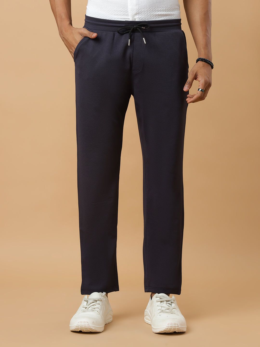 Dark Grey | Straight-Leg Essential Textured | Track Pants-S