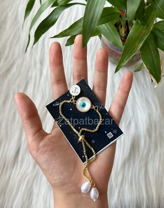 Evil Eye Bracelet-Bracelet with White Pearls