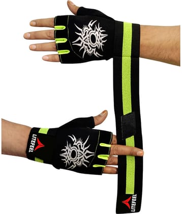LITE FEEL - 216 Spider Print Unisex Polyester Gym Gloves For Professional Fitness Training and Workout With Half-Finger Length