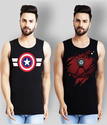 Leotude Pack of 2 Cotton Sleeveless Vest For Men ( Black )