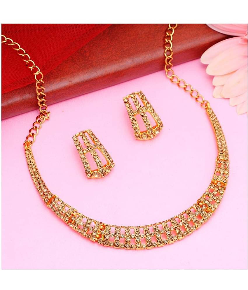 Sukkhi Alloy Golden Traditional Necklaces Set Collar