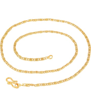 Fashion Frill Non-Precious Metal Brass Gold Plated Long Necklace Jewellery Neck Chain Thin Design Double Coated For Men and  (Gold)