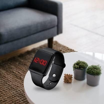 Sleek Black Digital LED Watch - Modern Design & Comfort