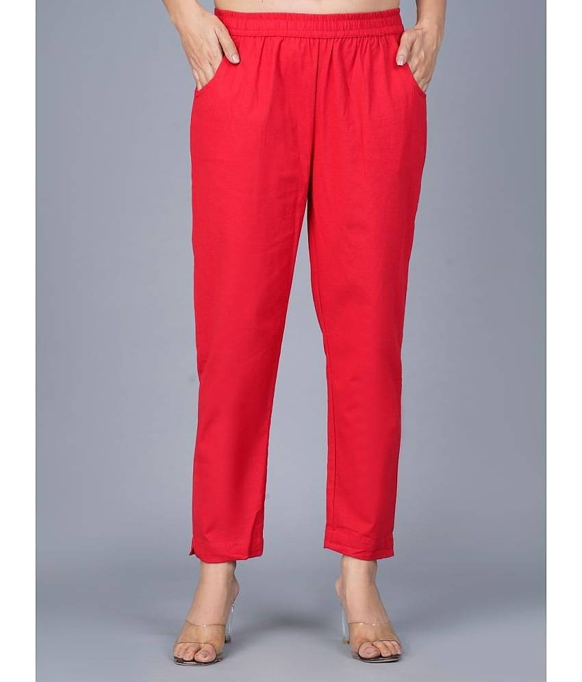 QuaClo - Red Cotton Regular Women's Casual Pants ( Pack of 1 )