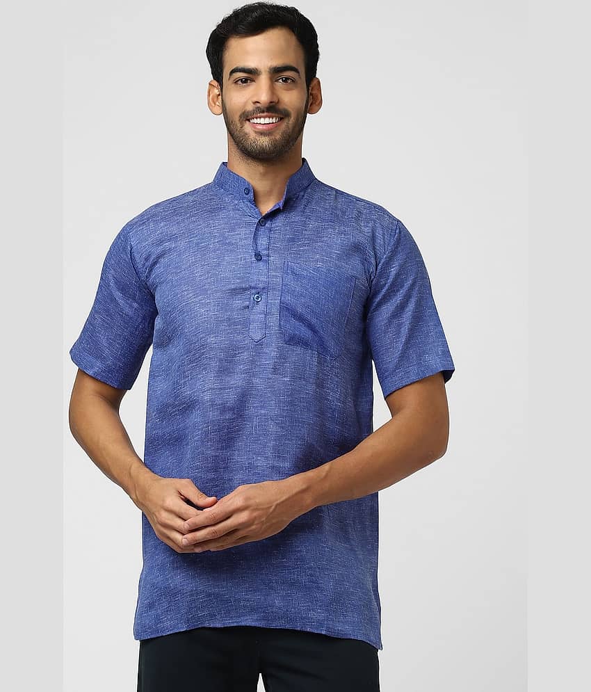 DESHBANDHU DBK - Blue Linen Men's Regular Kurta ( Pack of 1 )