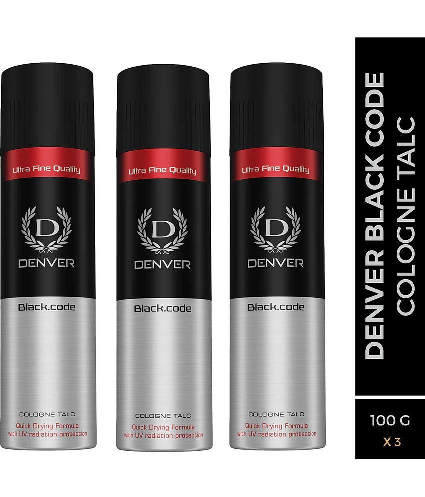 Denver Black Code Colgene (100 gm x 3) Talc 300 gm Pack of 3