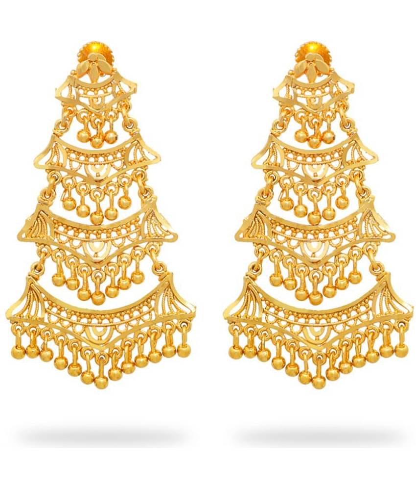 LUV FASHION Golden Chandbalis Earrings ( Pack of 1 )
