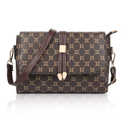 Women s Premium Monogram Sling Bag with Adjustable Strap and Buckle Design Ladies purse Handbag Stylish Shoulder Bag Gift for Women (Coffee Brown)
