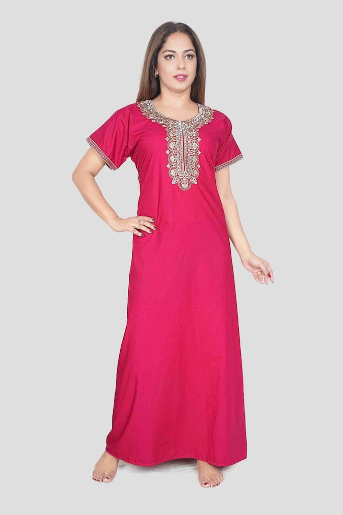 New Women Premium Bizzy Lizzy Nighty with Elegant Embroidery – Soft &amp; Comfortable Sleepwear 