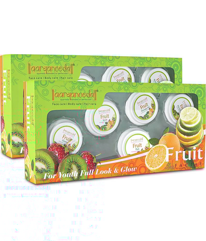 Aaryanveda Fruit Facial Kit ,Helps in Brightening & Revitalizing Skin for Glowing Skin 210g (Pack of 2)