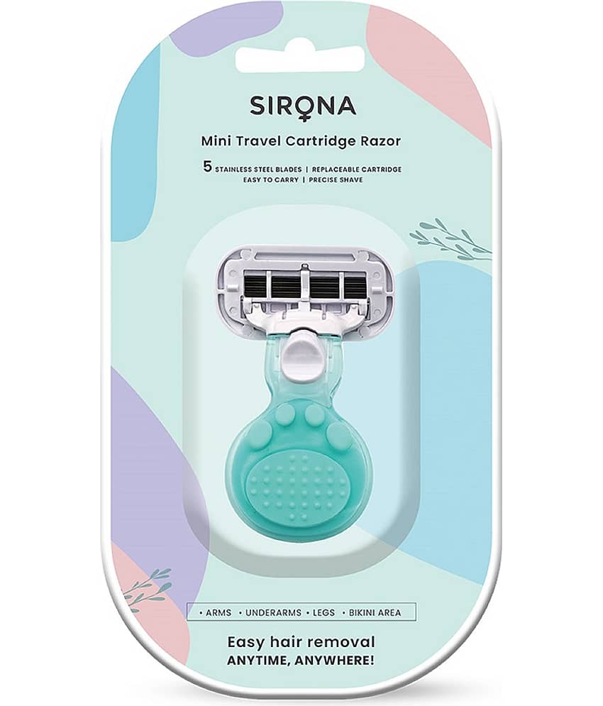 Sirona 5 Blade Mini Travel Cartridge Hair Removal Razor for Women with Aloe Vera & Vitamin E Lubrication