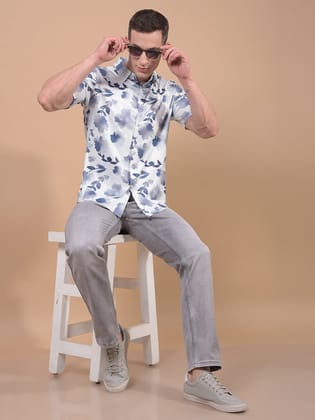 Purple Floral Print Knitted Shirt-S / Purple