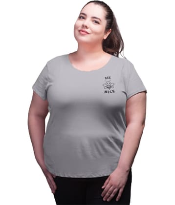 Neo Garments Women Cotton Printed Regular Fit Round Neck T-Shirt ( Grey )