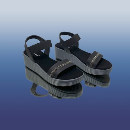 BoldChic Wedge Sandals-Black / 36