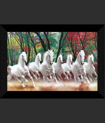 SNDArt Vastu seven running horse painting with Frame For Home Décor Gift Items 11 x 14 inch