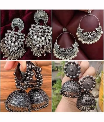 Samridhi DC Silver Drop Earrings ( Pack of 4 )