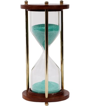 Generic - Brass and Wood Green Sand Timer Showpiece 14 cm