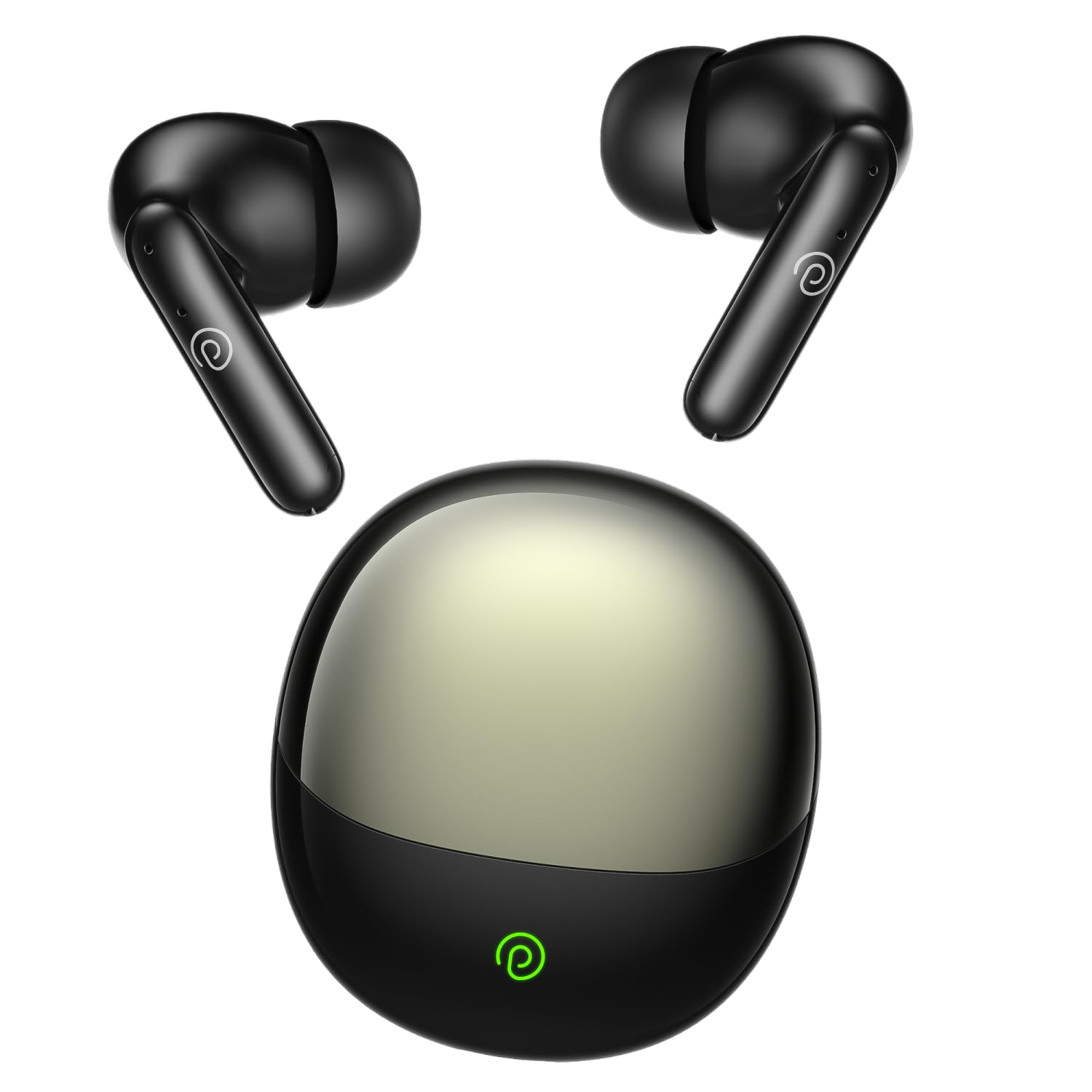 pTron Zenbuds Evo in-Ear TWS Earbuds w/Dual HD Mic & AI-EN Clear Calls, 13mm Drivers, 32Hrs Playtime, 45ms Movie/Music Modes, Bluetooth v5.3 Wireless Headphones, IPX5 & Type-C Charging (Pearl Black)