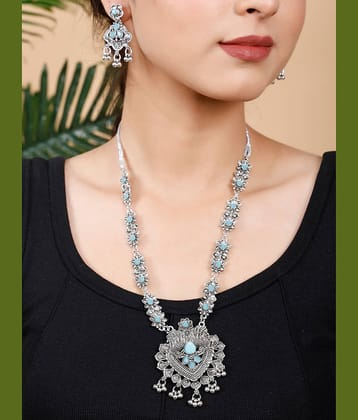 SUNHARI Blue Alloy Necklace Set ( Pack of 1 )