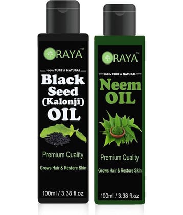 ORAYA 100% Pure & Natural Kalonji & Neem oil- 200 ml Pack of 2