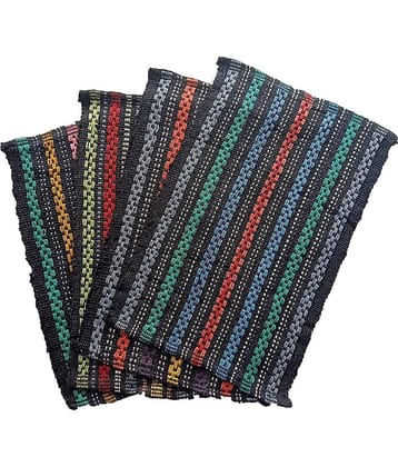 AMRO Beautility Needs - Anti-skid Cotton Door Mat ( 58 X 38 cm ) Set of 4 - Multi