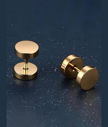 Gold Stainless Steel Circular Stud Earrings