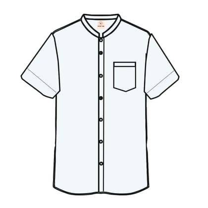 Band collar Shirt Half Sleeves-XS