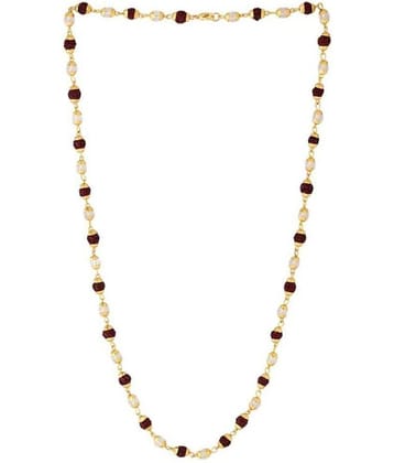 Onnet 100% Original 5 Mukhi Rudraksha And Sphatick Mala With 1 Gram Gold Plated Cap