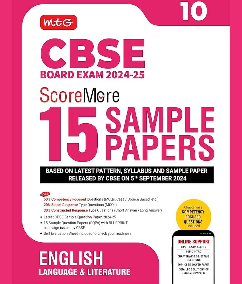 MTG CBSE Class 10 ScoreMore 15 Sample Papers English Language & Literature Book For 2025 Board Exam | Based on Latest CBSE