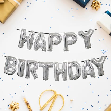 HAPPY BIRTHDAY 13 Letter Foil Ballon (Golden, Sliver) Set
