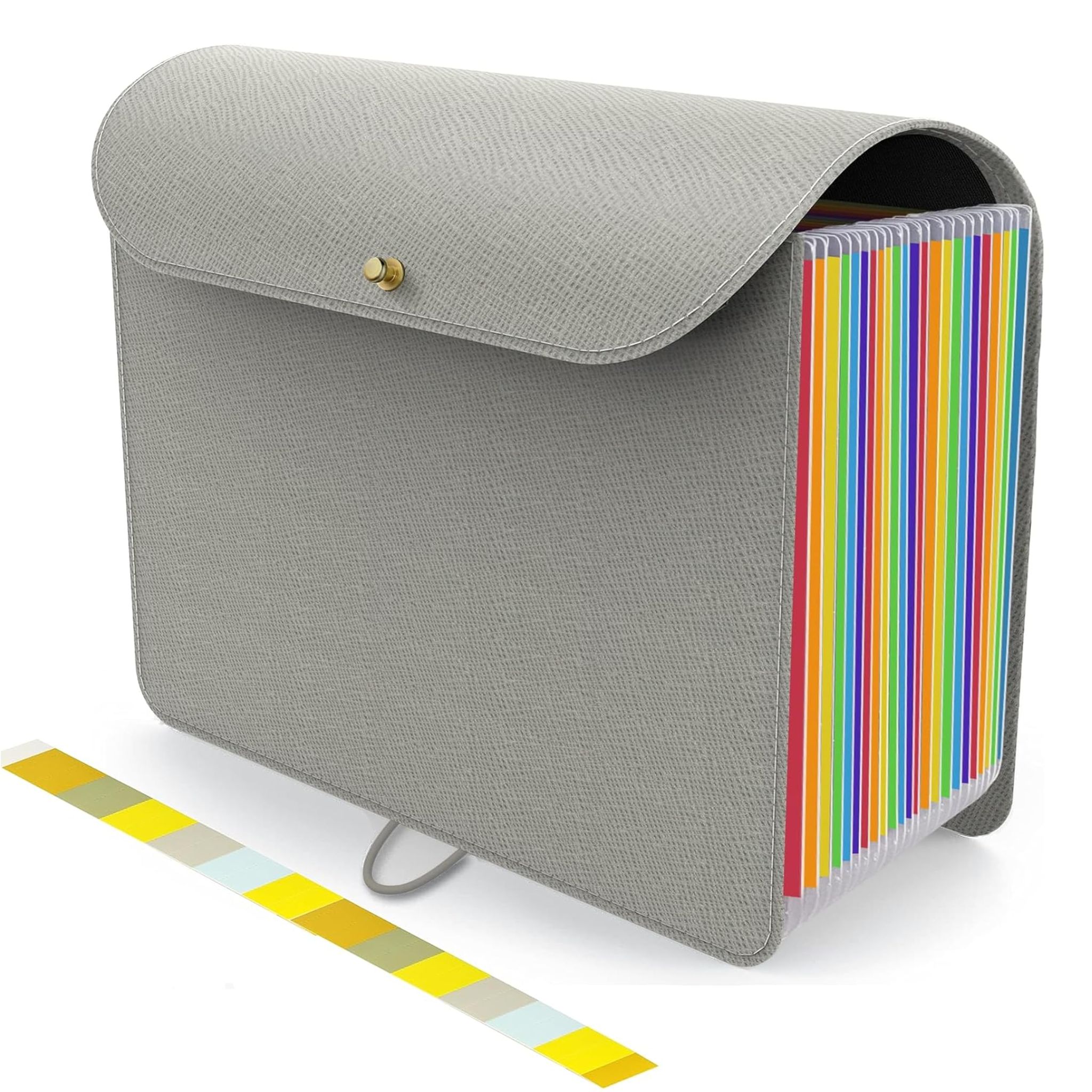 Storite 24 Pockets PU Leather Expanding File Folders, A4/Letter Size Paper Holder, Accordion Folder, Documents Organizer for school, home, office (33*24cm, Light Grey)