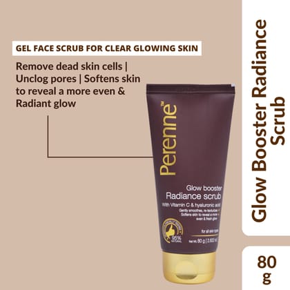 Glow Booster Radiance Scrub with Vitamin C & Hyaluronic Acid | Clean, Clear & Glowing Skin | Gently Smoothes, Re-Texturizes & Softens Skin | Men & Women | For All Skin Types (80g)-Pack Of 1 (80gm)