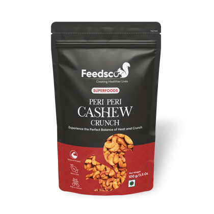 Feedsco Peri Peri Cashew Crunch Roasted | Roasted Salted Cashews Nuts | Peri Peri Cashews | Flavoured Nuts | Roasted Snack | Masala Kaju