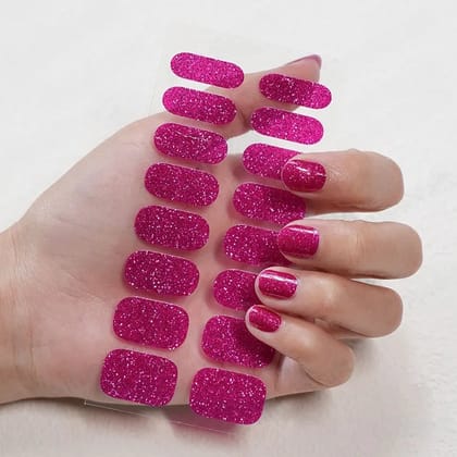 UV-Free Nail Wraps Glitter-Dark Pink