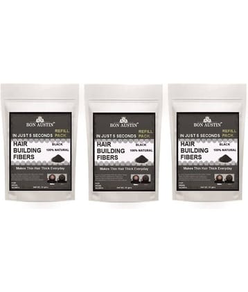 Bon Austin Hair Building Fiber Instant Fuller Hair Refill Pack (Black) 25 gm Pack of 3