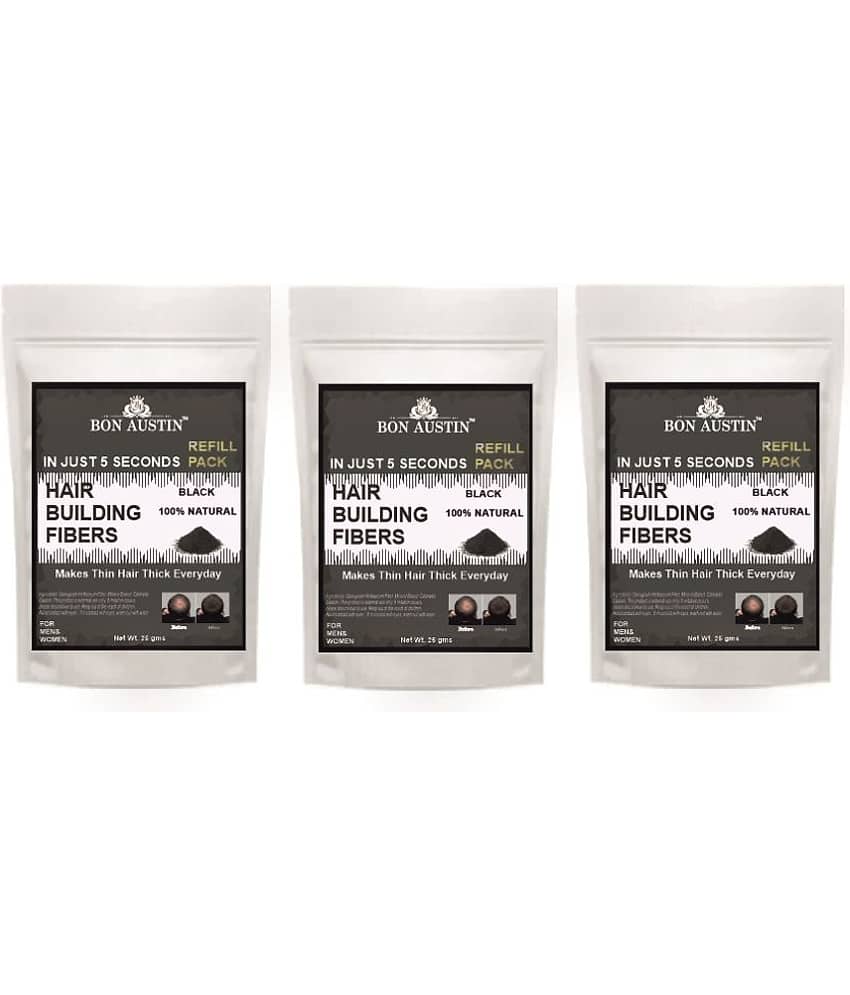 Bon Austin Hair Building Fiber Instant Fuller Hair Refill Pack (Black) 25 gm Pack of 3
