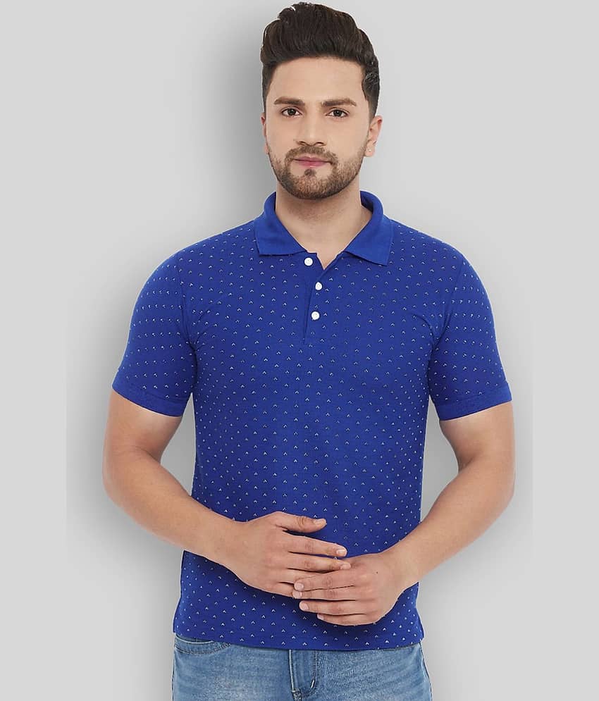The Million Club Pack of 1 Polyester Regular Fit Printed Half Sleeves Men's Polo T Shirt ( Blue )