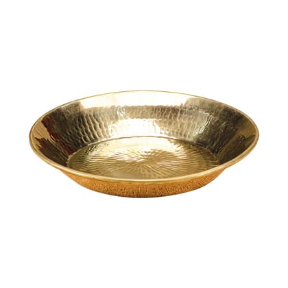 Artarium Handmade Brass Paraat Pure Brass Dough Kneading Bowl Peetal Platter for Atta Mixing Kitchen Essentials Roti Puri Bread Preparation Peetal Ke Bartan for Flavor Health Benefits (33x33x6)